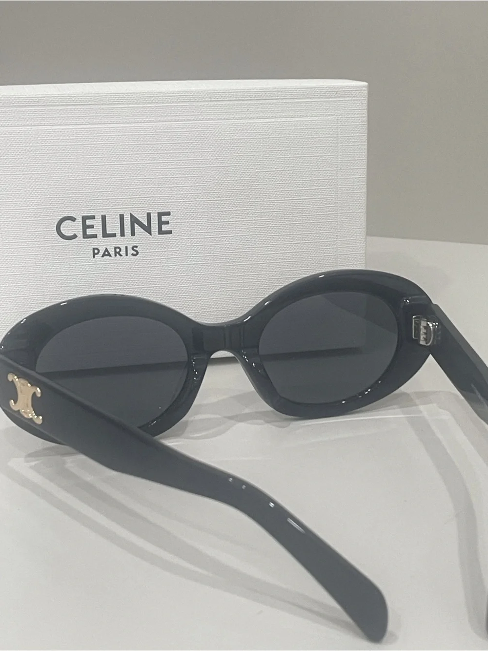 Celine Black Oval Sunglasses with Dark Lenses
